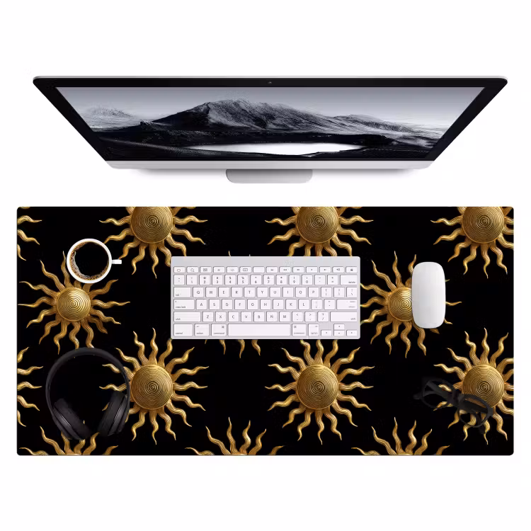 Bureau onderlegger - Zon - Patroon - Luxe - Goud - Zwart — 4