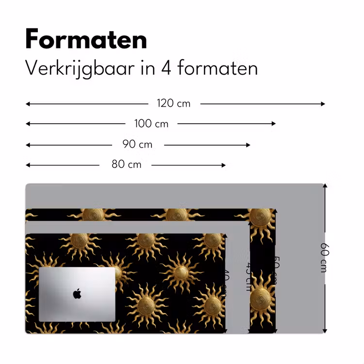 Bureau onderlegger - Zon - Patroon - Luxe - Goud - Zwart — 8