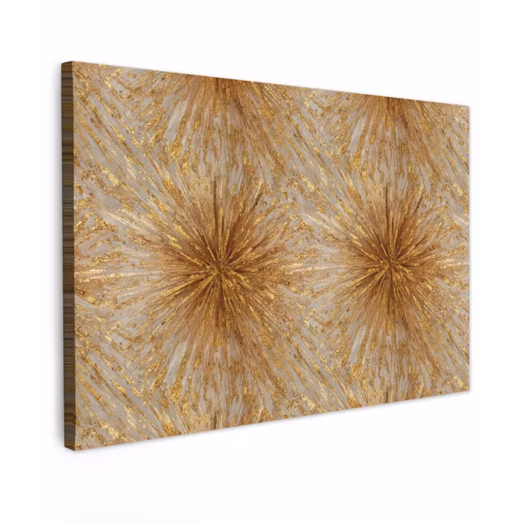 Canvas schilderij - Explosie - Abstract - Goud - Wit — 1