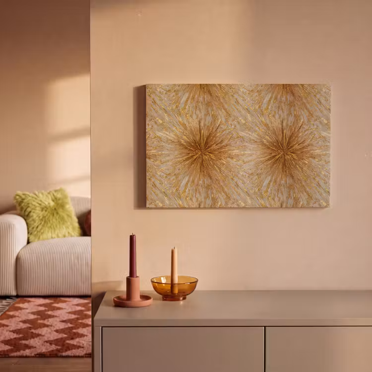 Canvas schilderij - Explosie - Abstract - Goud - Wit — 2
