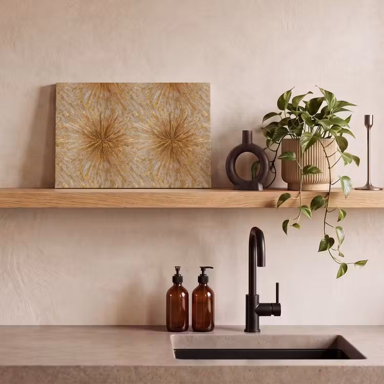 Canvas schilderij - Explosie - Abstract - Goud - Wit — 3
