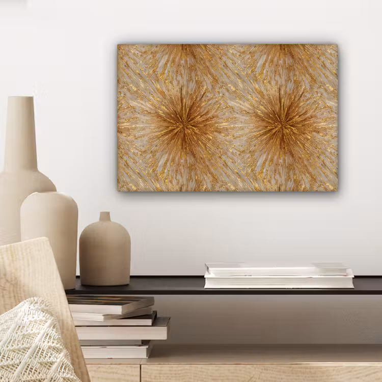 Canvas schilderij - Explosie - Abstract - Goud - Wit — 5