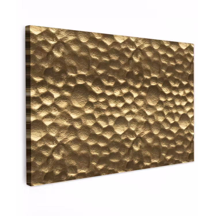 Canvas schilderij - Gehamerd - Reliëf - Textuur - Bronsgoud — 1