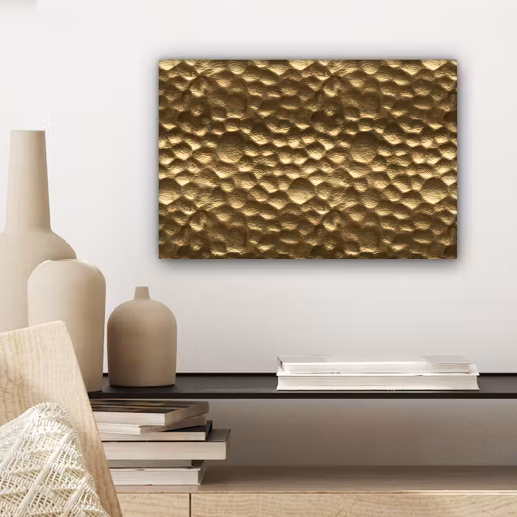 Canvas schilderij - Gehamerd - Reliëf - Textuur - Bronsgoud — 5