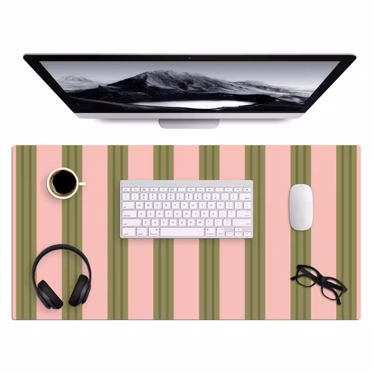 Bureau onderlegger - Patroon - Strepen - Abstract - Roze - Groen — 4