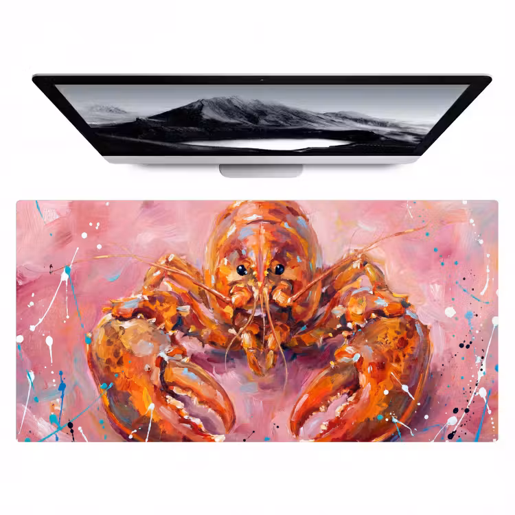 Bureau onderlegger - Zeeleven - Kreeft - Spatters - Abstract - Roze — 1
