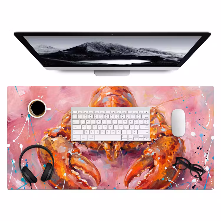 Bureau onderlegger - Zeeleven - Kreeft - Spatters - Abstract - Roze — 4