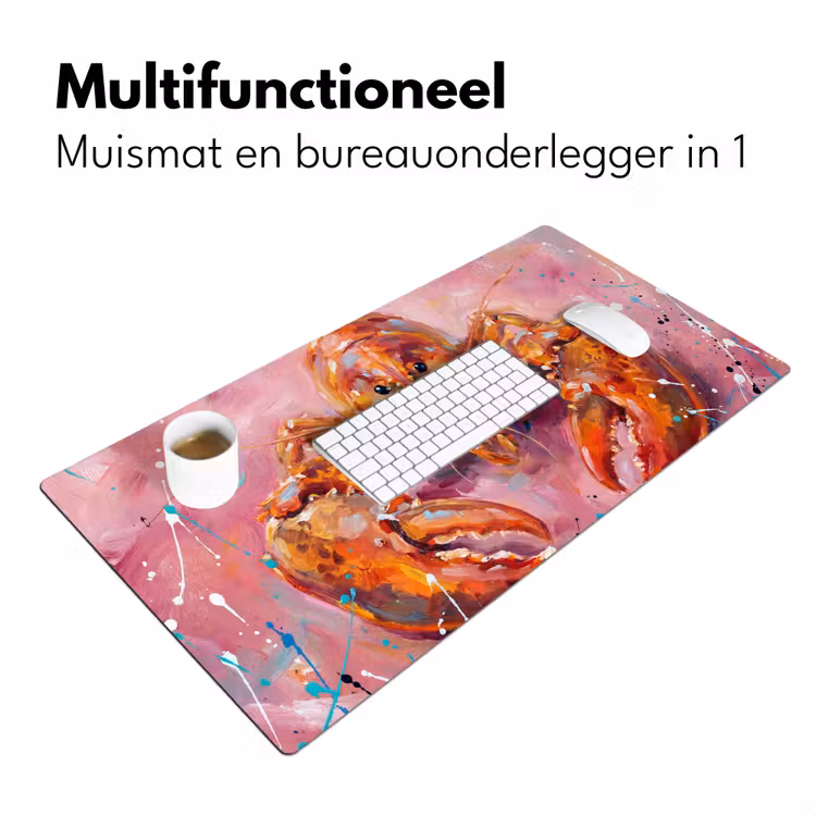 Bureau onderlegger - Zeeleven - Kreeft - Spatters - Abstract - Roze — 7