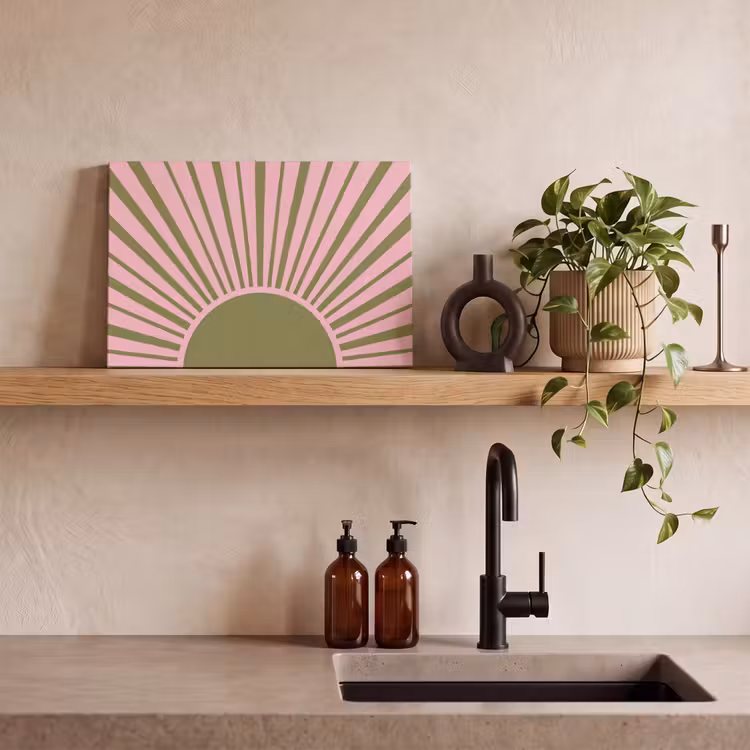 Canvas schilderij - Abstract - Stralen - Grafisch - Roze - Groen — 3
