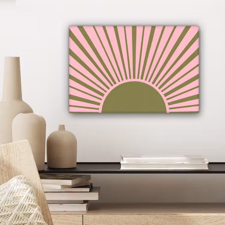 Canvas schilderij - Abstract - Stralen - Grafisch - Roze - Groen — 5