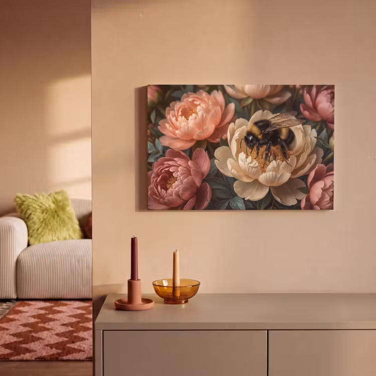 Canvas schilderij - Bloemen - Insect - Natuur - Roze — 2