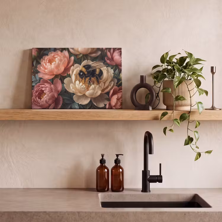 Canvas schilderij - Bloemen - Insect - Natuur - Roze — 3