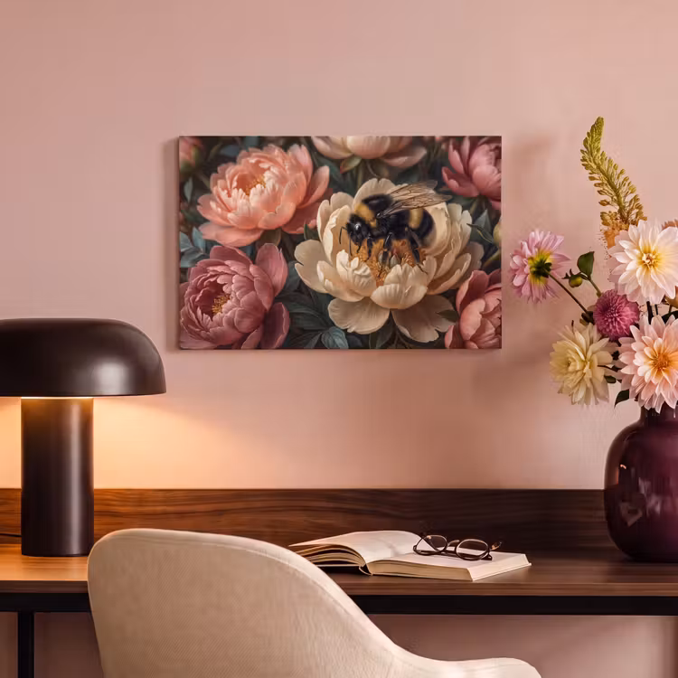 Canvas schilderij - Bloemen - Insect - Natuur - Roze — 4