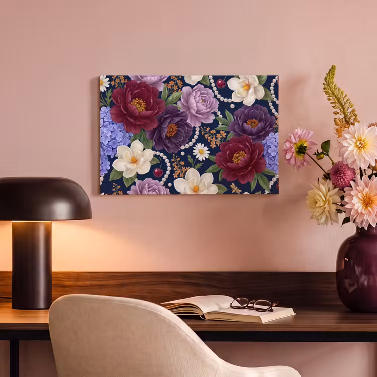Canvas schilderij - Bloemen - Parels - Decoratie - Modern - Blauw — 4