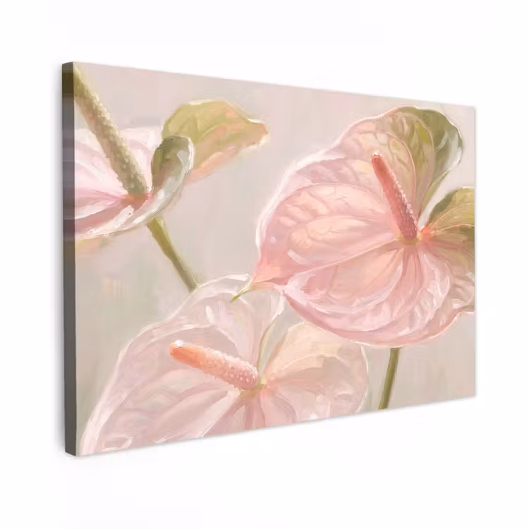 Canvas schilderij - Bloemen - Pastel - Abstract - Natuur - Groen — 1