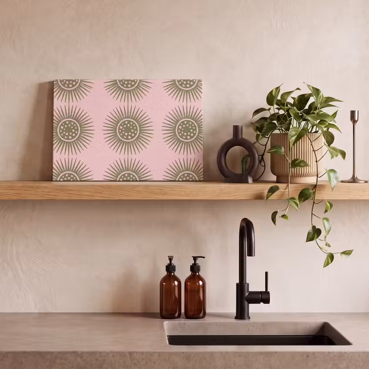Canvas schilderij - Bloemen - Patroon - Abstract - Roze - Groen — 3