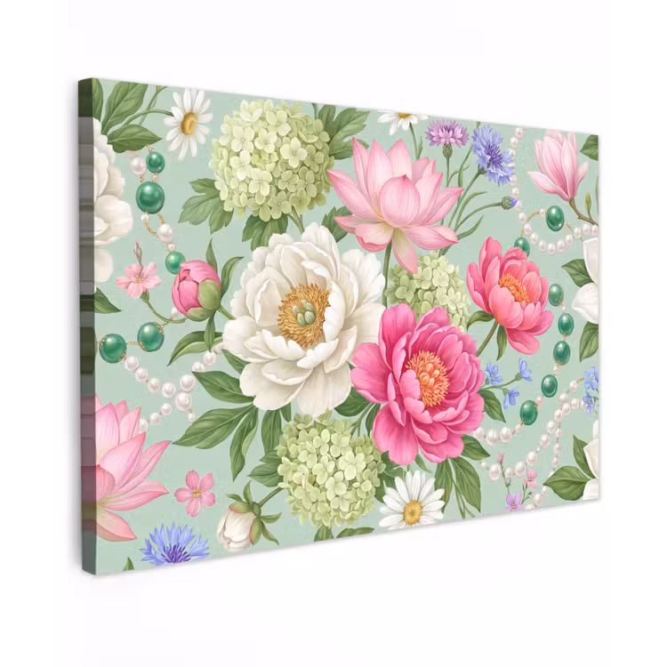 Canvas schilderij - Bloemen - Patroon - Botanisch - Groen — 1