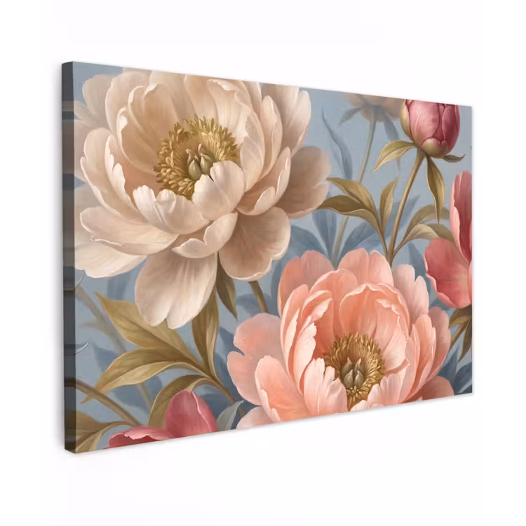 Canvas schilderij - Bloemen - Roze - Beige - Modern - Natuur — 1