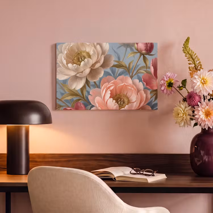 Canvas schilderij - Bloemen - Roze - Beige - Modern - Natuur — 4