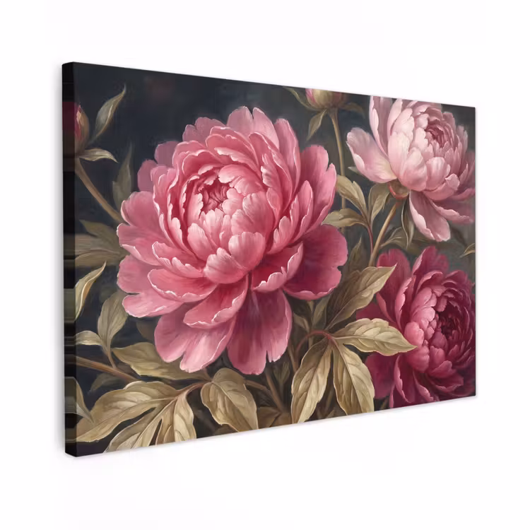 Canvas schilderij - Bloemen - Roze - Klassiek - Natuur — 1