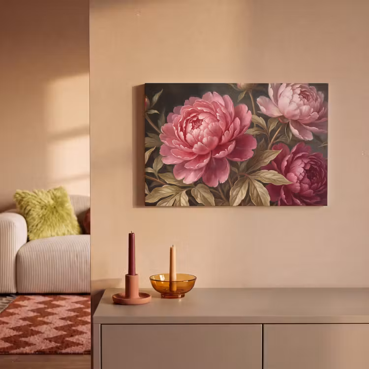 Canvas schilderij - Bloemen - Roze - Klassiek - Natuur — 2
