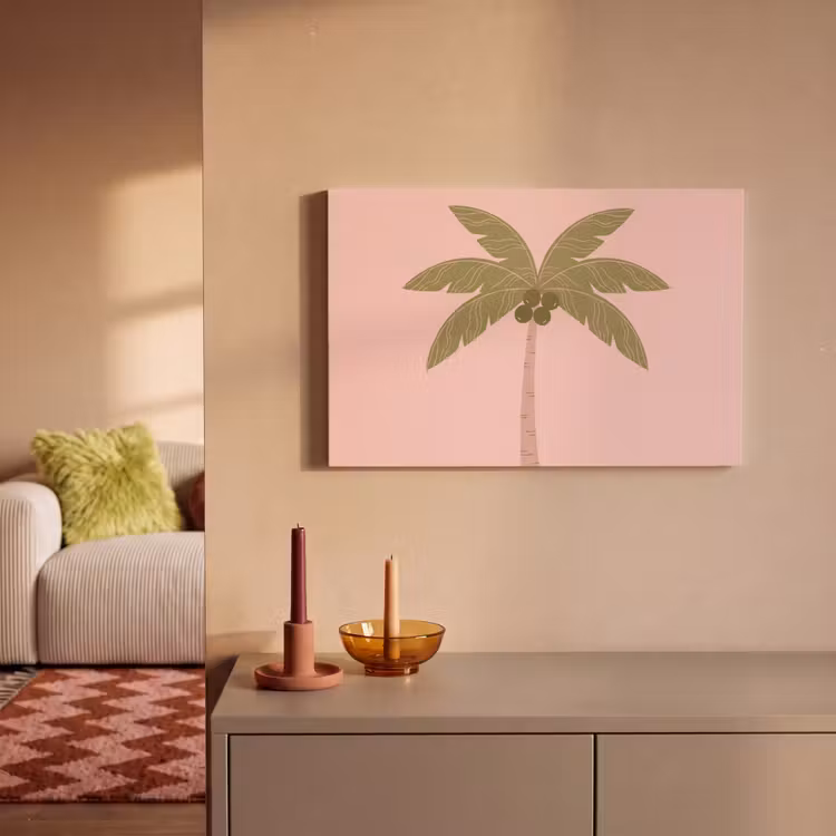 Canvas schilderij - Boom - Palm - Natuur - Illustratie - Roze — 2
