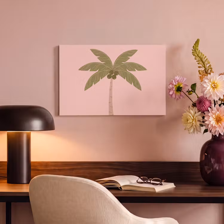 Canvas schilderij - Boom - Palm - Natuur - Illustratie - Roze — 4