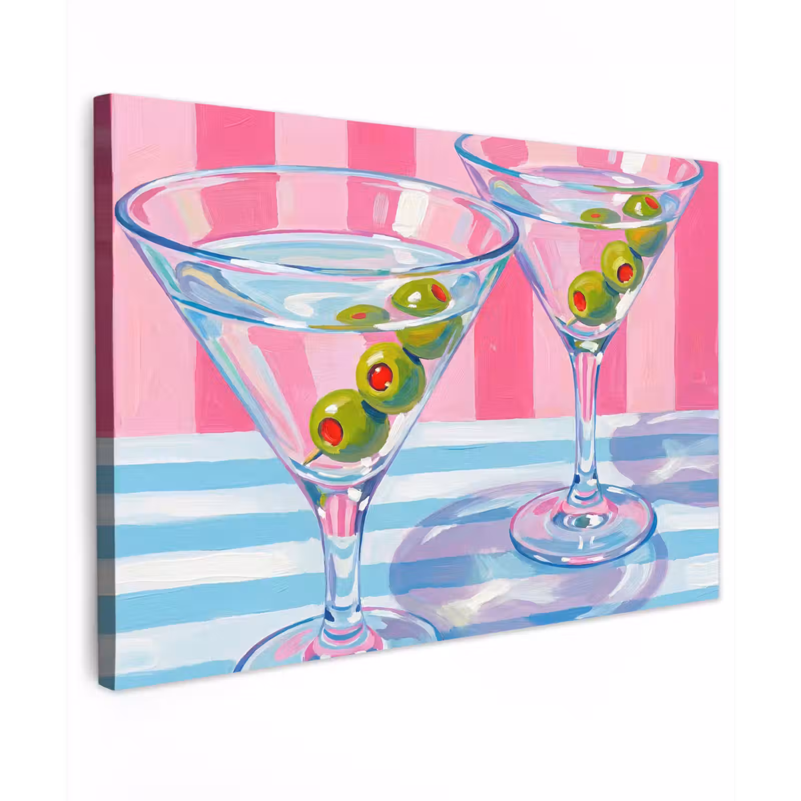 Canvas schilderij - Cocktail - Olijven - Kunst - Modern - Roze — 1