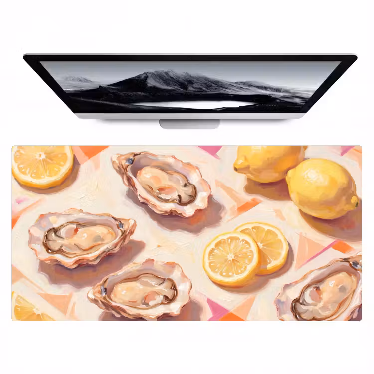 Bureau onderlegger - Stilleven - Citroenen - Oesters - Abstract - Oranje — 1