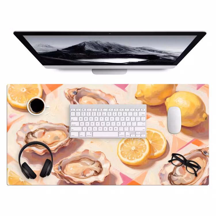 Bureau onderlegger - Stilleven - Citroenen - Oesters - Abstract - Oranje — 4