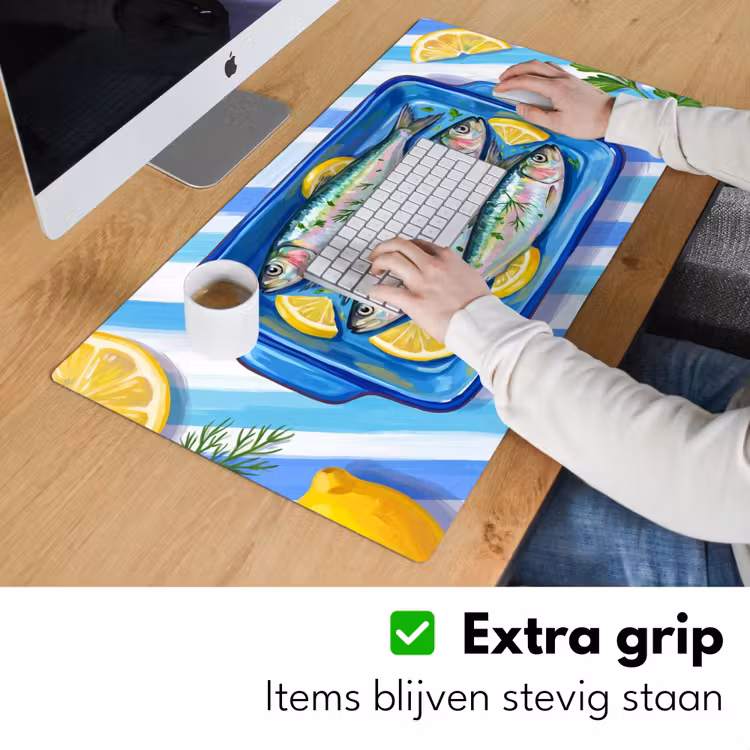 Bureau onderlegger - Vis - Citroen - Kruiden - Eten - Blauw — 6