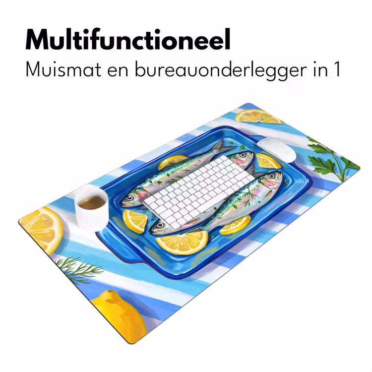 Bureau onderlegger - Vis - Citroen - Kruiden - Eten - Blauw — 7