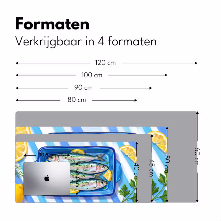 Bureau onderlegger - Vis - Citroen - Kruiden - Eten - Blauw — 8