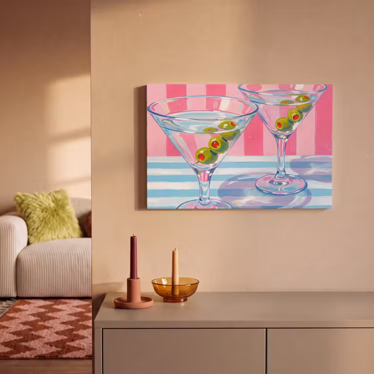 Canvas schilderij - Cocktail - Olijven - Kunst - Modern - Roze — 2
