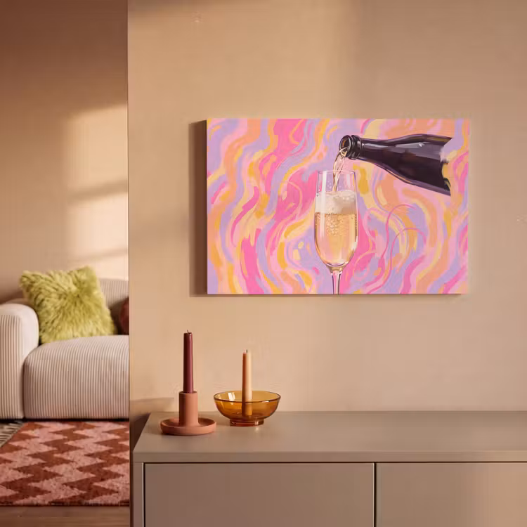 Canvas schilderij - Drank - Inschenken - Feest - Abstract - Roze — 2