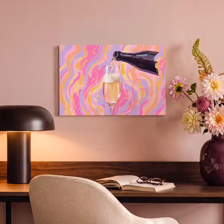 Canvas schilderij - Drank - Inschenken - Feest - Abstract - Roze — 4