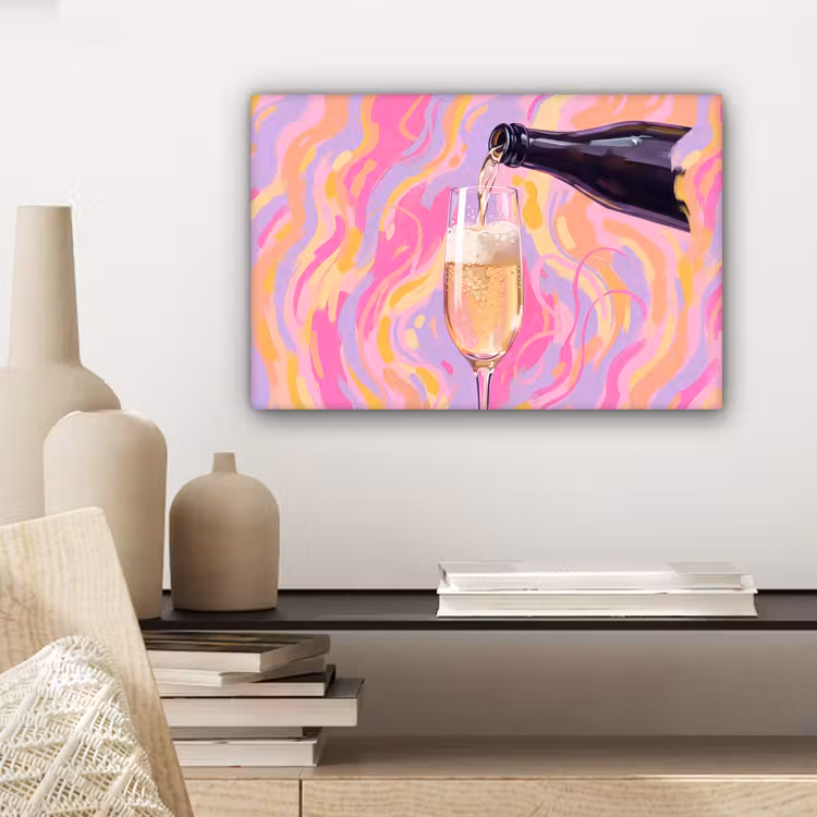 Canvas schilderij - Drank - Inschenken - Feest - Abstract - Roze — 5