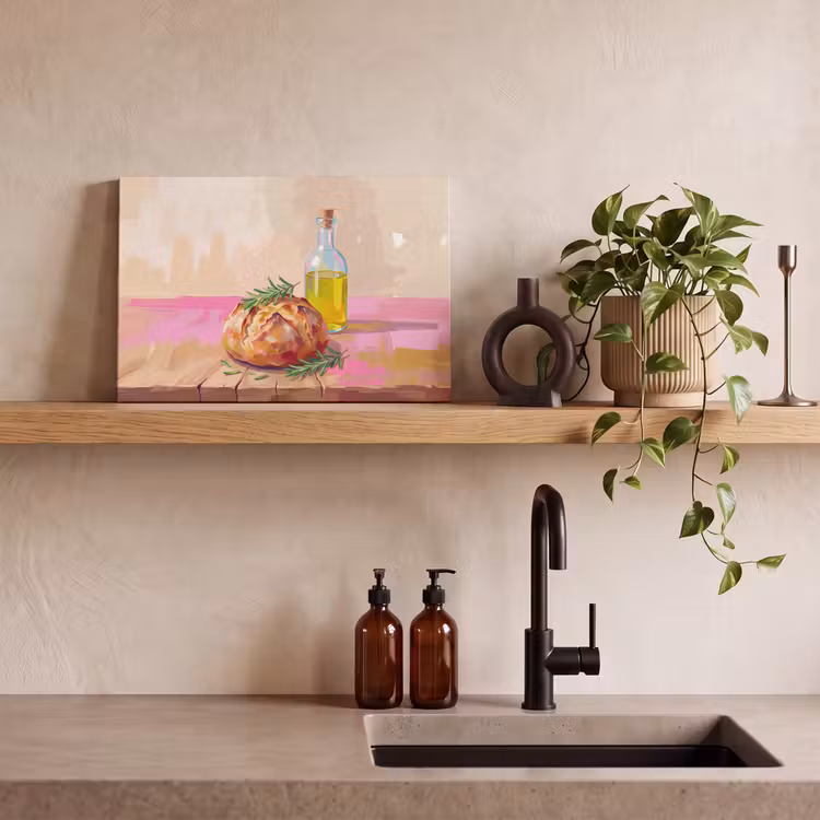 Canvas schilderij - Eten - Brood - Olijfolie - Abstract - Keuken — 3