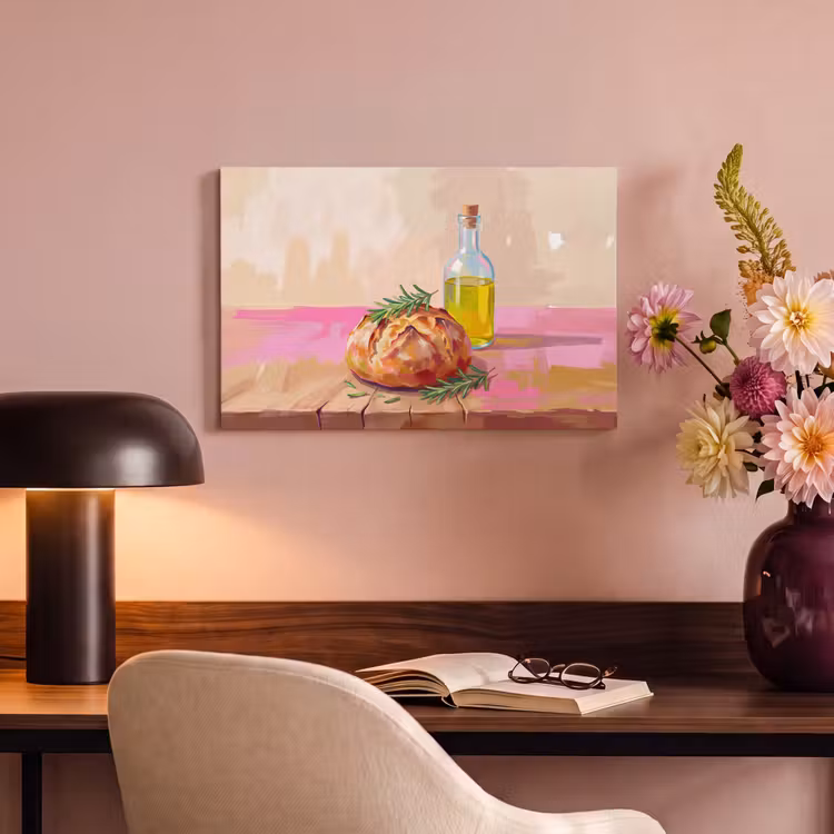 Canvas schilderij - Eten - Brood - Olijfolie - Abstract - Keuken — 4