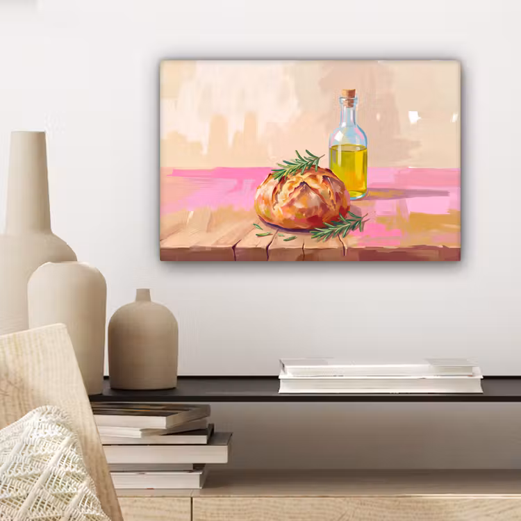 Canvas schilderij - Eten - Brood - Olijfolie - Abstract - Keuken — 5