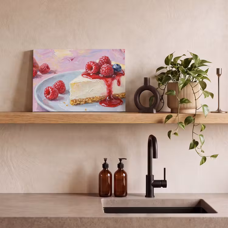 Canvas schilderij - Eten - Cheesecake - Bessen - Abstract - Roze — 3