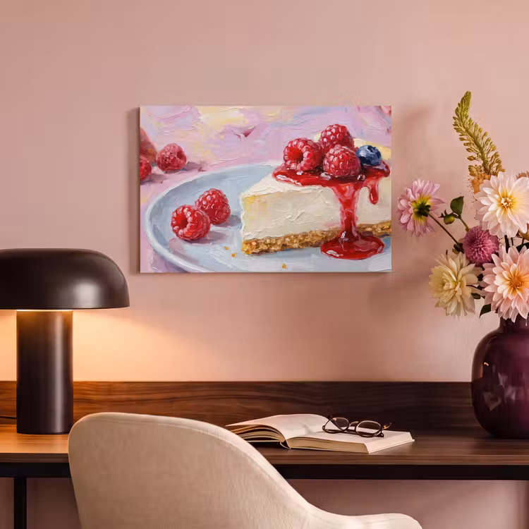 Canvas schilderij - Eten - Cheesecake - Bessen - Abstract - Roze — 4