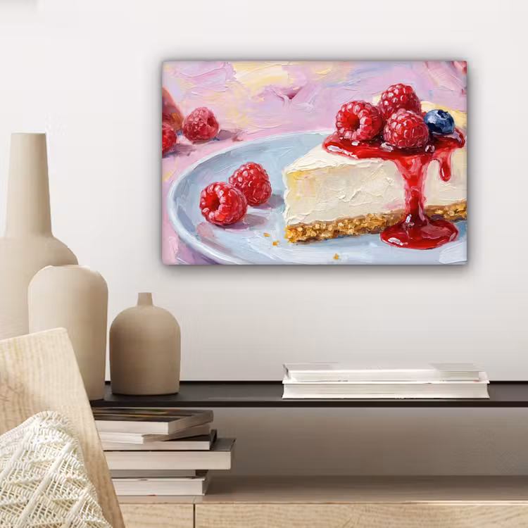 Canvas schilderij - Eten - Cheesecake - Bessen - Abstract - Roze — 5