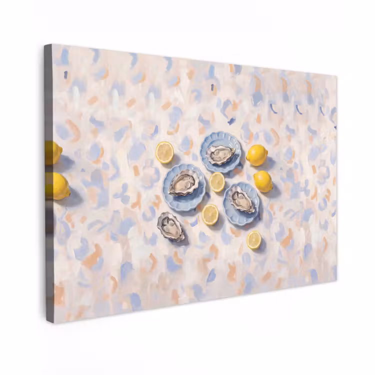 Canvas schilderij - Eten - Oesters - Citroenen - Modern - Geel — 1