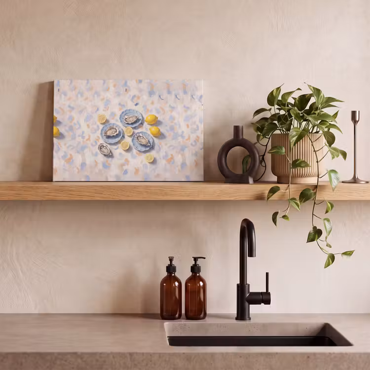 Canvas schilderij - Eten - Oesters - Citroenen - Modern - Geel — 3