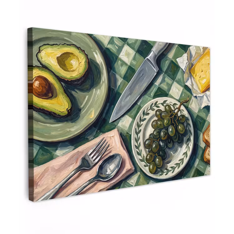Canvas schilderij - Eten - Ontbijt - Tafel - Modern - Groen — 1