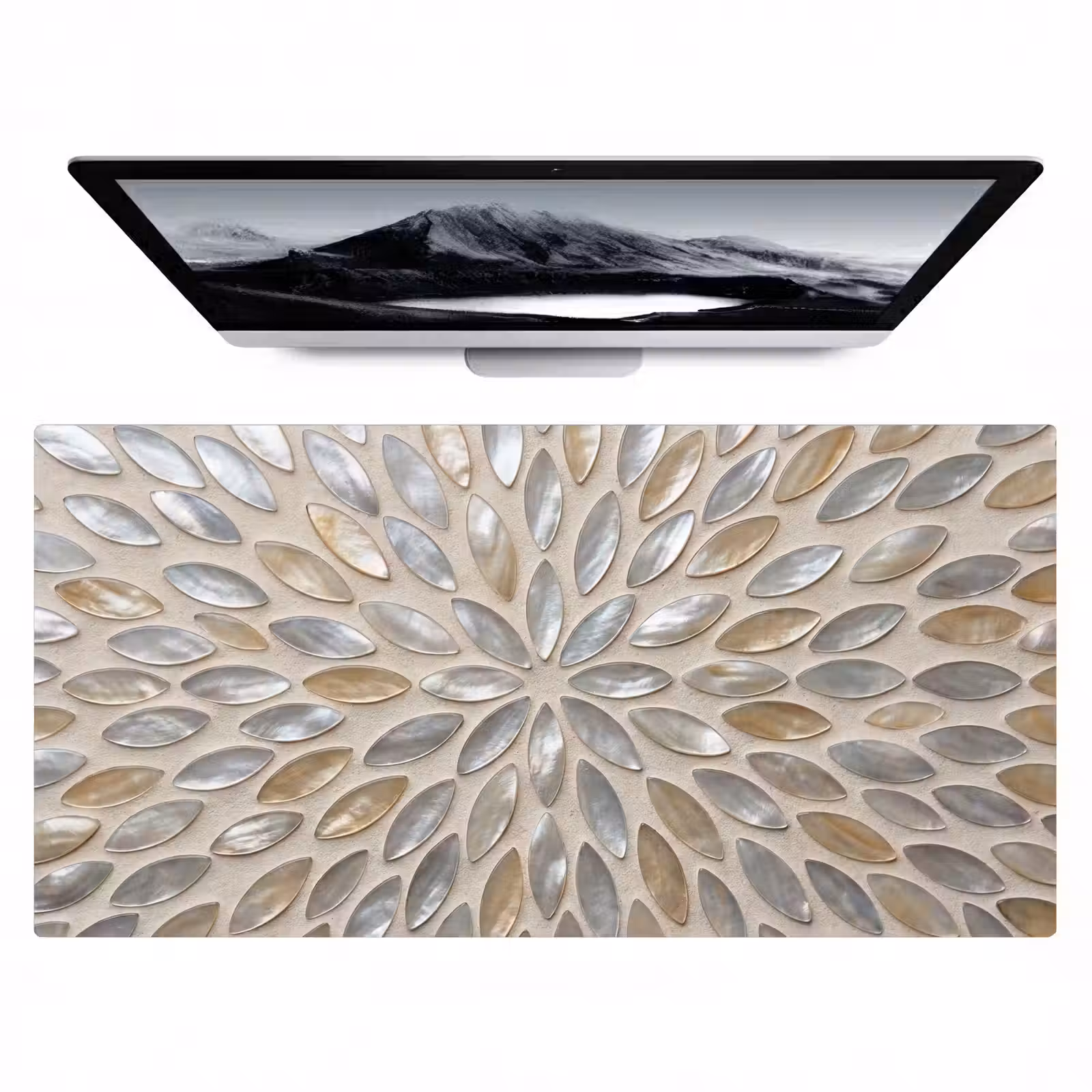 Bureau onderlegger - Patroon - Ovaal - Glanzend - Abstract - Beige — 1