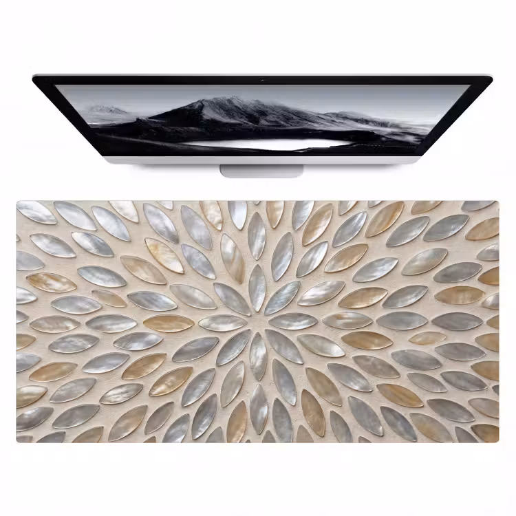 Bureau onderlegger - Patroon - Ovaal - Glanzend - Abstract - Beige — 1