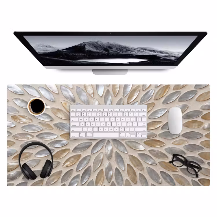 Bureau onderlegger - Patroon - Ovaal - Glanzend - Abstract - Beige — 4