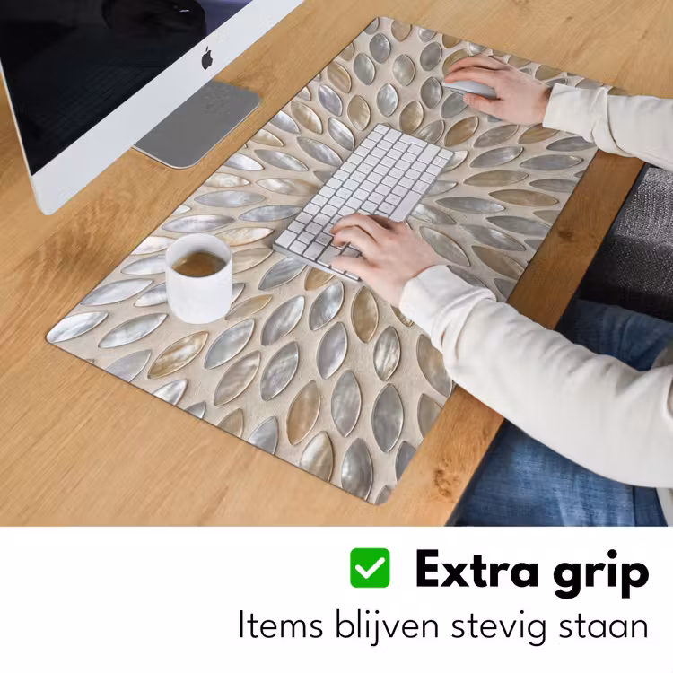 Bureau onderlegger - Patroon - Ovaal - Glanzend - Abstract - Beige — 6
